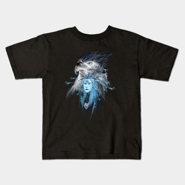 Eagle Shaman Kids T-Shirt by Looazo